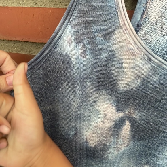 Free people romper one piece large blue white tank style full length Large - Picture 5 of 5